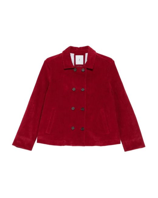 Whyci Red Corduroy Double-Breasted Jacket