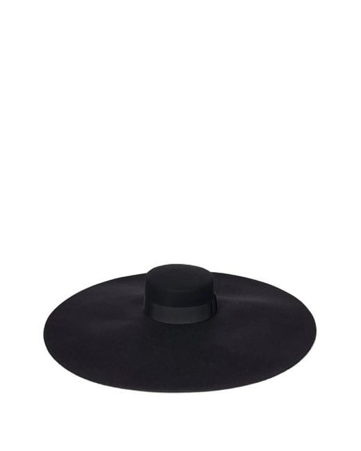 Nina Ricci Black Large Capeline Felted Wool Hat