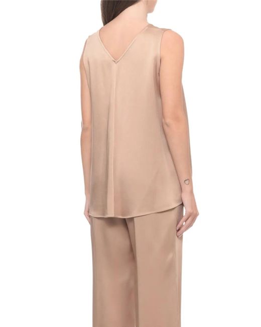 Antonelli Natural Patent-Finish V-Neck Top