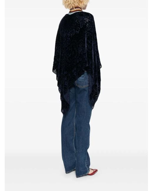 Poncho En Velours À Motif Cachemire Etro en coloris Black
