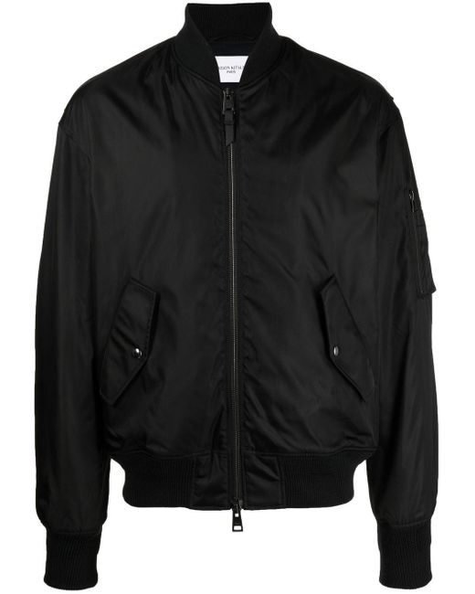 Maison Kitsuné Zip-up Bomber Jacket in Black for Men | Lyst