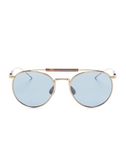 Brunello Cucinelli Blue Metallic Round-Frame Sunglasses