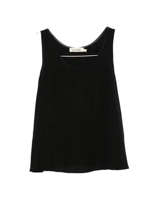 MOUTAKI Black Scoop-Neck Sleeveless Blouse