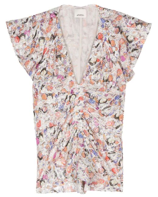 Isabel Marant Pink Lonea Bluse mit grafischem Print