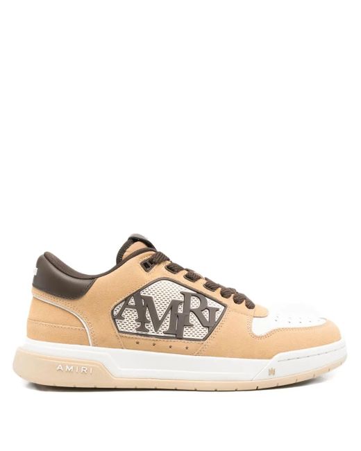 Amiri Brown Logo-Patch Leather Sneakers for men