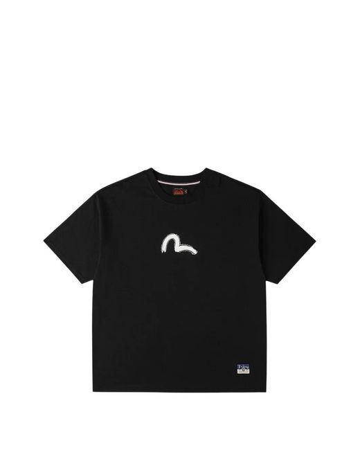 Evisu Black Daicock-Print T-Shirt for men