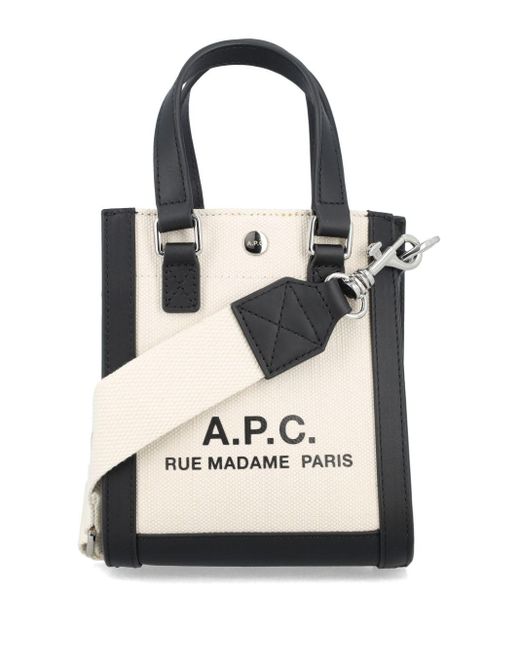 A.P.C. White Mini Camille 2.0 Canvas Tote Bag for men