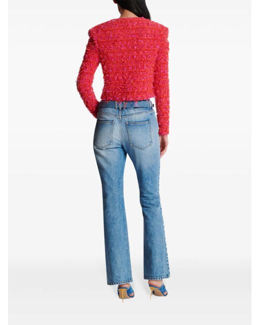 Balmain クロップド ツイードジャケット Red