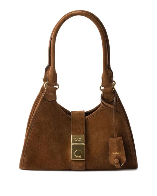Prada Brown Small Suede Tote Bag