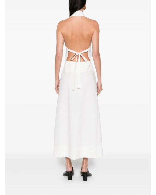 St. Agni White Halter Midi Dress