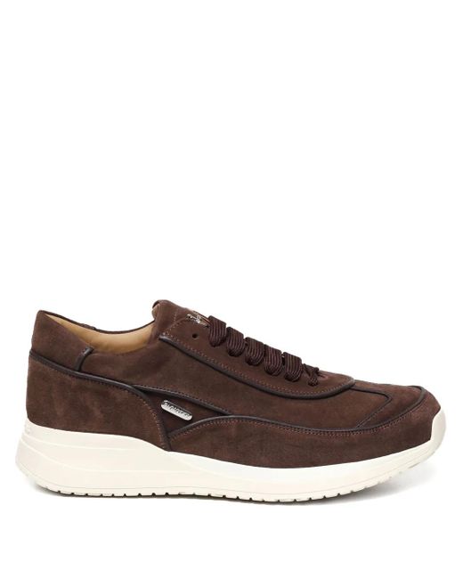 Cesare Paciotti Brown Metallic-Logo Suede Trainers for men