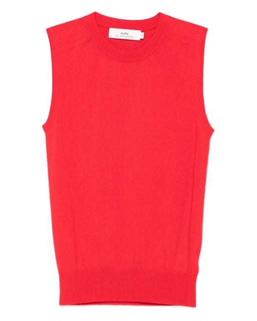 arch4 Alessandra ラウンドネック ノースリーブトップ Red