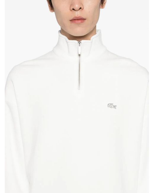 Lacoste White Logo-Appliqué Cotton Sweatshirt for men