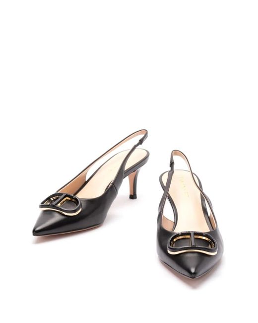 Twinset 60Mm Oval T Slingback Pumps in het Black