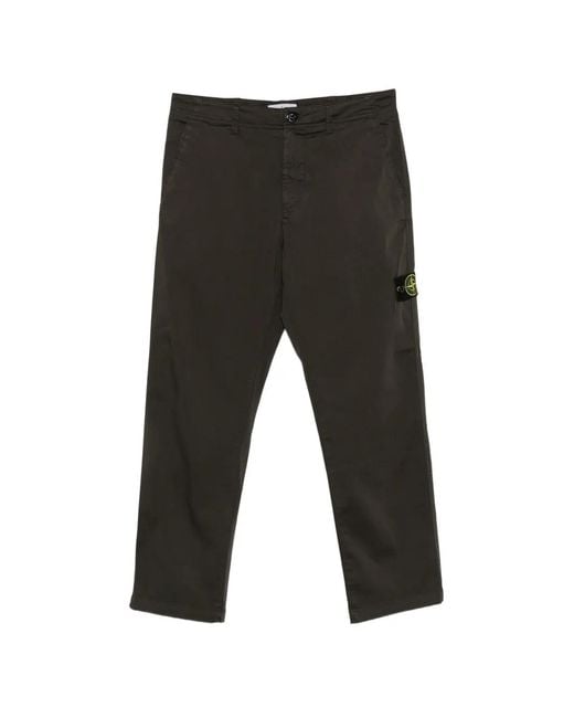 Stone Island Black Logo-Patch Belt-Loop Trousers for men