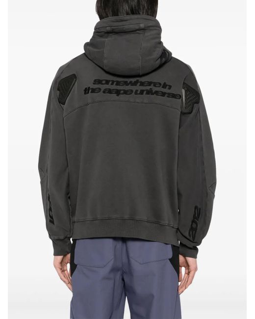 Aape By A Bathing Ape Black Motifs-Embroidered Hoodie for men