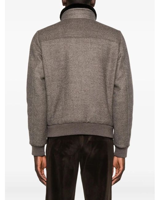 Chaqueta Con Cremallera Y Cuello De Pelo Moorer de hombre de color Brown