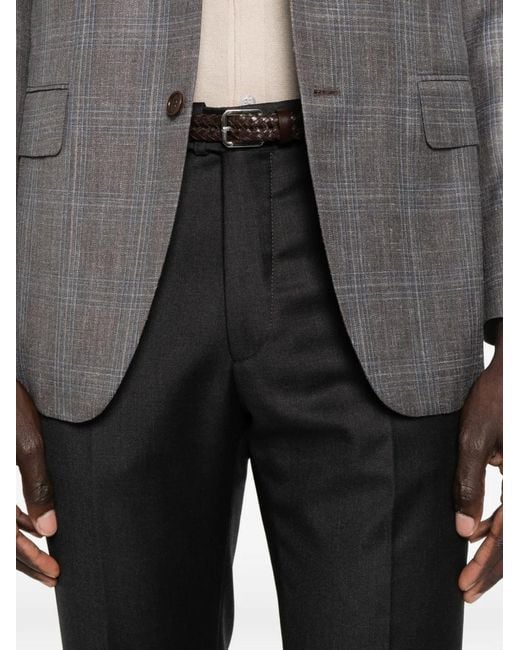 Tagliatore Black Pocket Belt-Loop Trousers for men