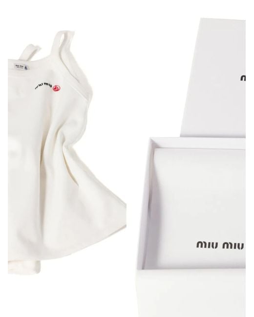 Miu Miu White X Petit Bateau Embroidered Tank Top