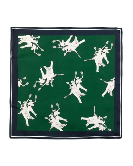 Lacoste Green Printed Silk Scarf