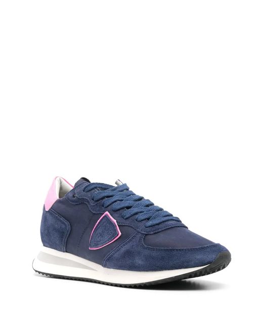 Philippe Model Blue Panelled Suede Sneakers
