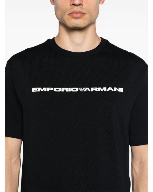 Emporio Armani Black Logo-print Cotton T-shirt for men