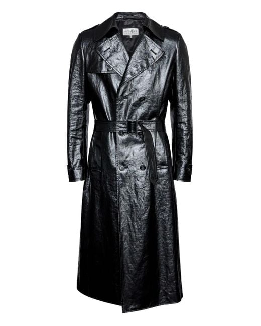 MM6 by Maison Margiela Black Double-Breasted Trench Coat for men