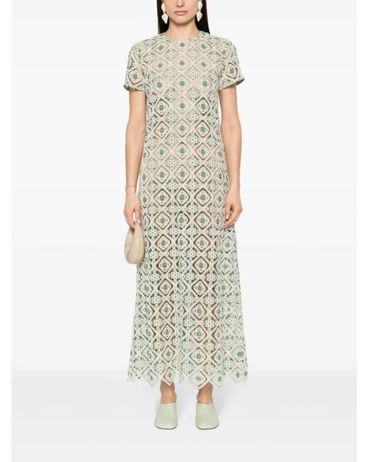 LaDoubleJ Green Macramé Swing Dress