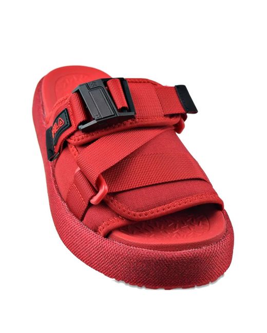 Fila Red Atlas Buckle-Strap Slide for men