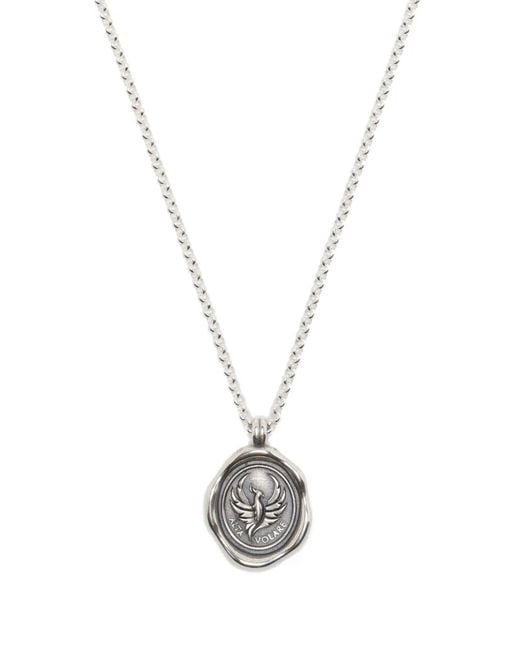 Dower & Hall White Phoenix-Bird Talisman Necklace for men