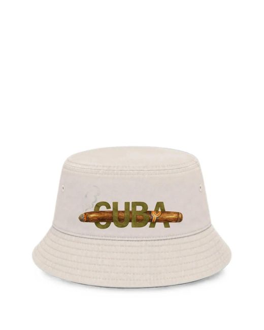 Melt White Graphic-Print Bucket Hat