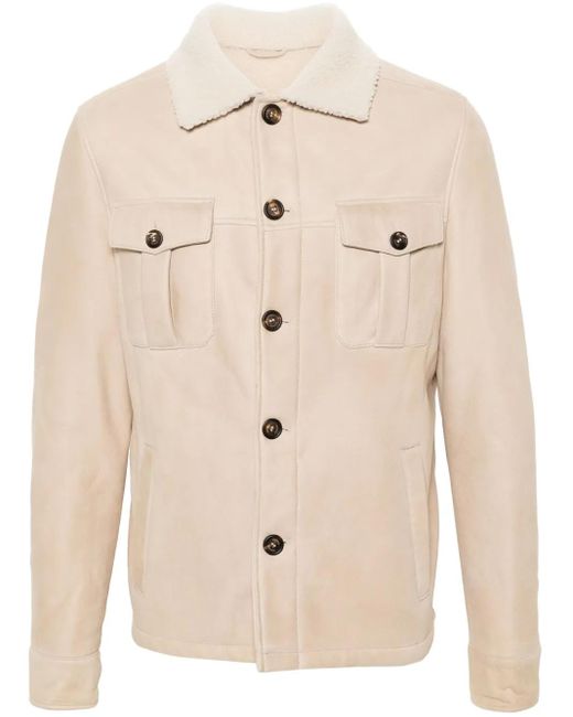 Giacca-Camicia Con Shearling di Eleventy in Natural da Uomo