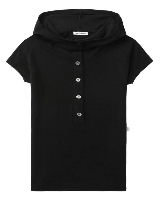 Low Classic Black Button-up Hooded Top