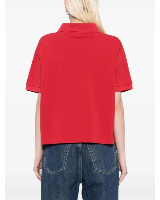 Sporty & Rich Red H&W Crest Pique Polo Top