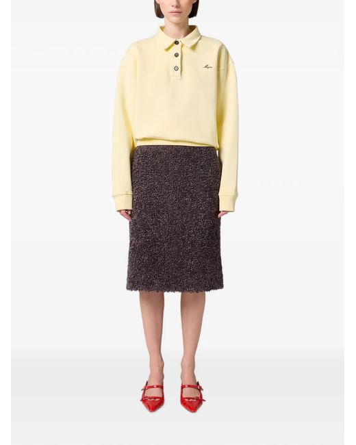 MSGM Brown Bouclé-Effect Midi Skirt