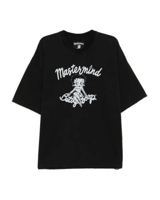 MASTERMIND WORLD Black X Betty Boop Logo-Print T-Shirt for men