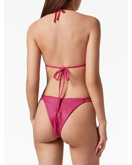 Philipp Plein Pink Top Bikini Stones Bikini