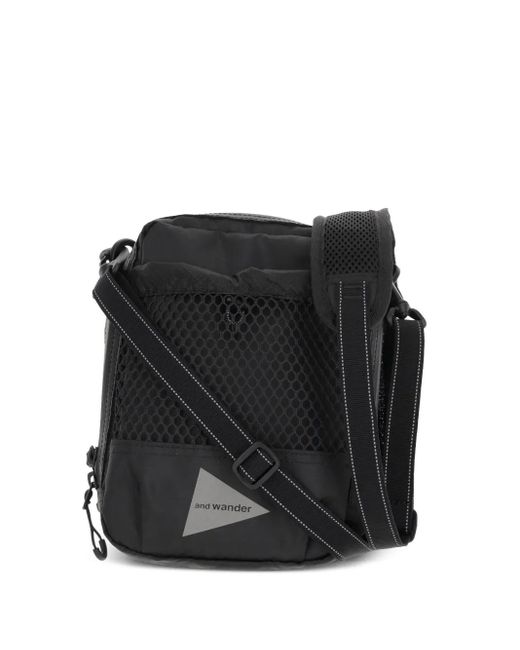 And Wander Black All-Over Plaid Pattern Shoulder Bag for men