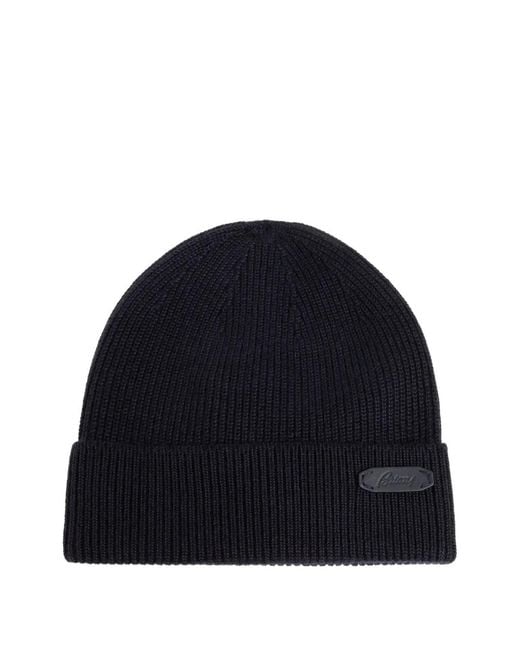 Brioni Gerippte Beanie Mit Logo-Patch in Blue für Herren