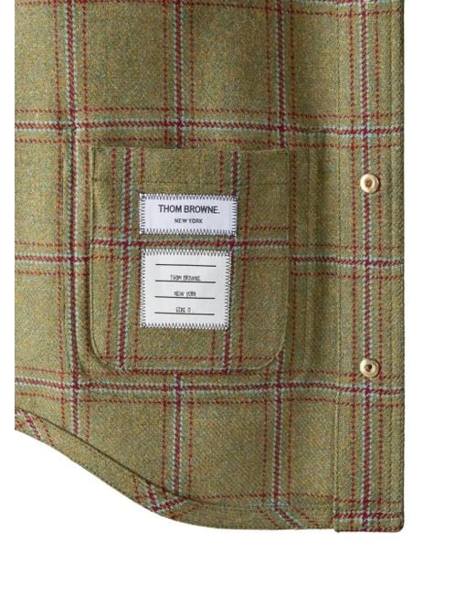 Thom Browne Green Hunting Tweed Overshirt for men
