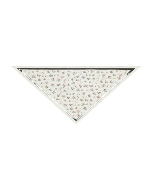 Tory Burch White Floral Triangle Scarf