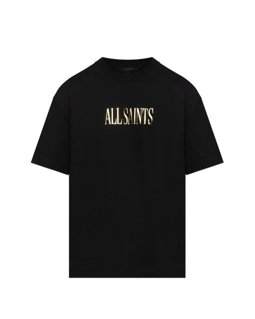 AllSaints Black Cora Etta Logo-Print Heart-Graphic T-Shirt