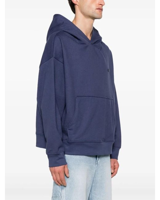 A PAPER KID Blue Logo-Plaque Cotton Hoodie