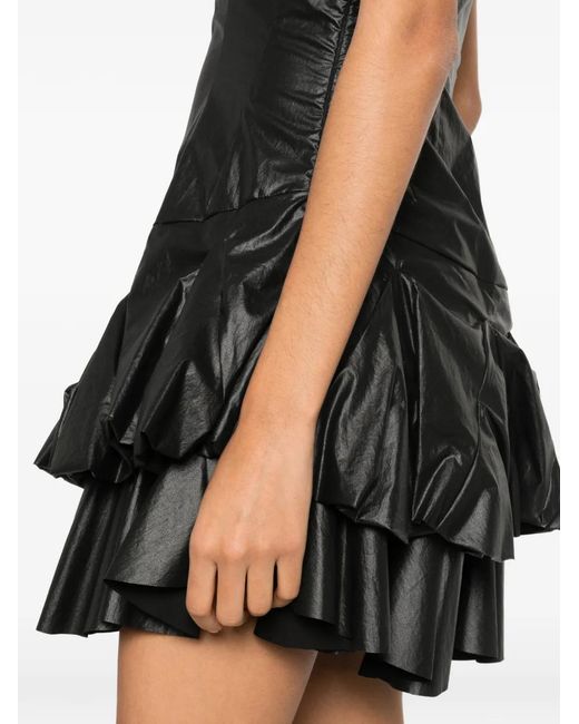 Judy Turner Black Oli V-Neck Ruffled Mini Dress