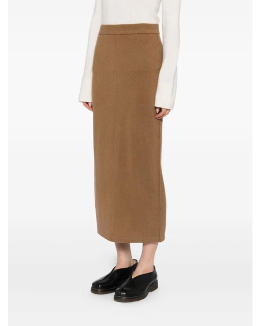 CUDDLEUP Brown Knitted Maxi Skirt
