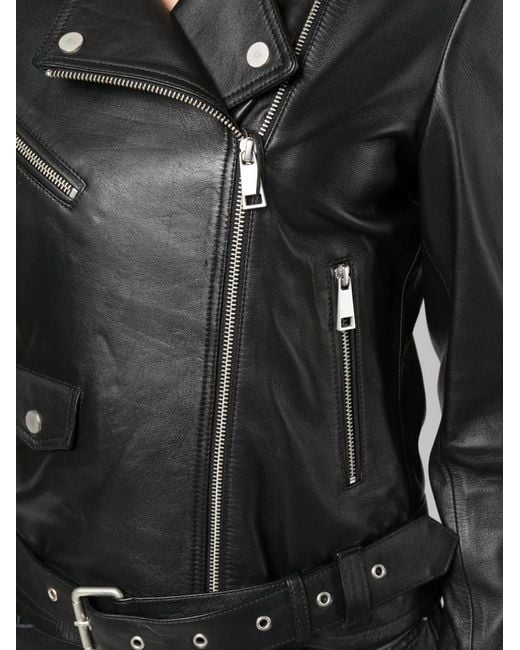 Arma Black Zip-Up Leather Biker Jacket