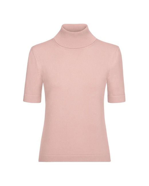 Oscar de la Renta Pink Short-Sleeved Knitted Turtleneck T-Shirt
