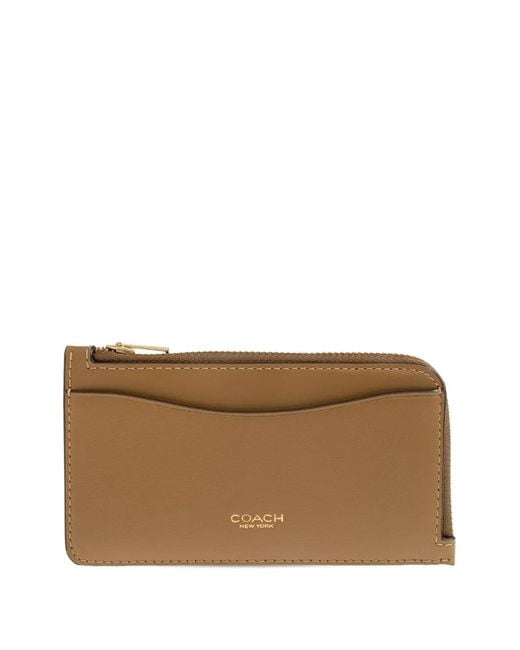 COACH Brown Zipped Leather Cardholder