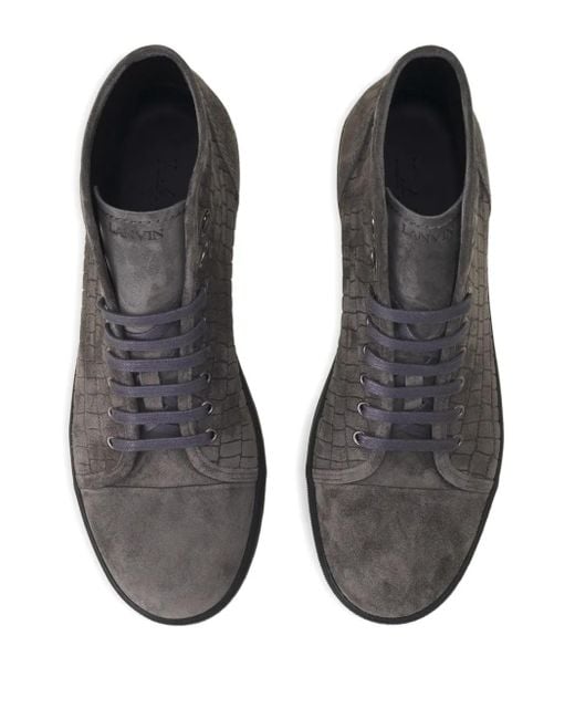 Lanvin Black Textured High-Top Sneakers for men