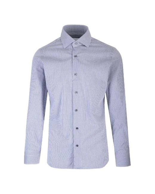 Barba Napoli Blue Checked Shirt for men